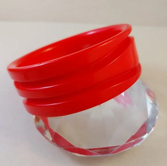 Vintage Bakelite Red Style Cuff Bracelet - Picture 7 of 10